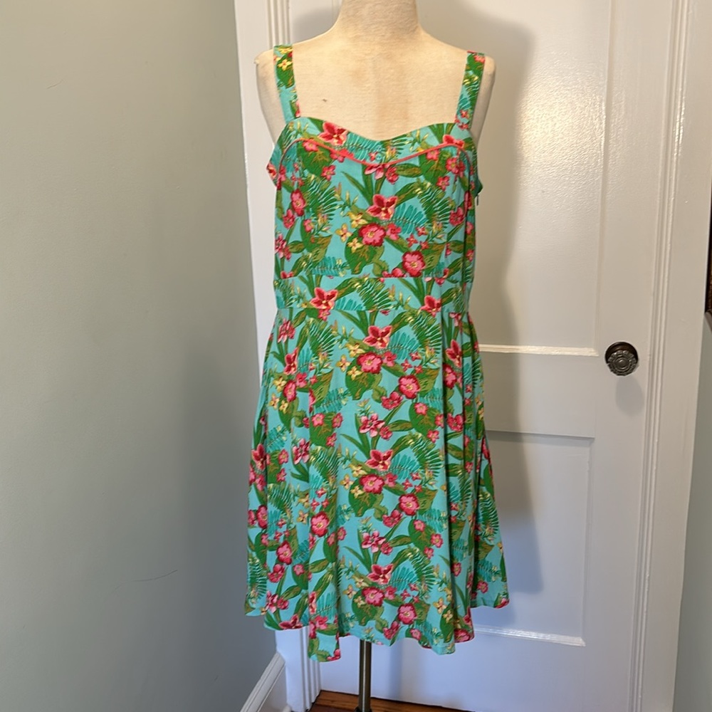 Matilda Jane Turquoise Tropical 🌺Hawaiian Floral Print Dress  Size 12